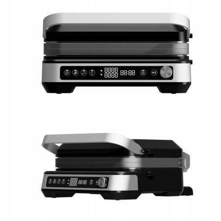 Elektryczny Grill gofrownica TurboTronic 230°c składany opiekacz toster panini 2000w Czarno Srebrny TT-CG1W