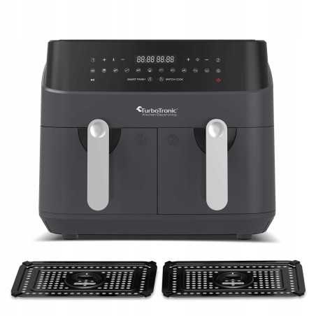 Frytkownica beztłuszczowa TurboTronic frytownica cyfrowa 9L 2 kosze do smażenia 50-200°C 1600W Szara TT-DAF5 GREY