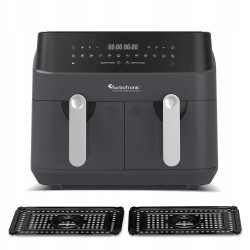 Frytkownica beztłuszczowa TurboTronic frytownica cyfrowa 9L 2 kosze do smażenia 50-200°C 1600W Szara TT-DAF5 GREY