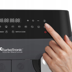 Frytkownica beztłuszczowa TurboTronic frytownica cyfrowa 9L 2 kosze do smażenia 50-200°C 1600W Szara TT-DAF5 GREY