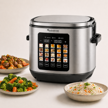 Multicooker parowar kombiwar garnek elektryczny frytownica TurboTronic 20 programów 5L 860W Srebrny TT-DMC23 SILVER