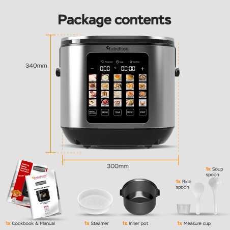 Multicooker parowar kombiwar garnek elektryczny frytownica TurboTronic 20 programów 5L 860W Srebrny TT-DMC23 SILVER