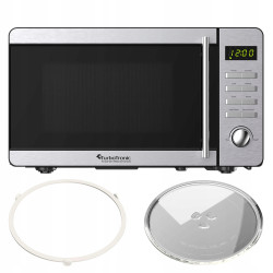 Kuchenka mikrofalowa TurboTronic cyfrowa 8 programów 20L 700W-1150W Obrotowy szklany talerz stal nierdzewna Srebrna TT-MW20 S...