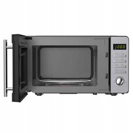 Kuchenka mikrofalowa TurboTronic cyfrowa 8 programów 20L 700W-1150W Obrotowy szklany talerz stal nierdzewna Srebrna TT-MW20 S...