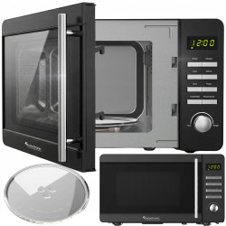 Kuchenka mikrofalowa TurboTronic cyfrowa 8 programów 20L 700W-1150W Obrotowy szklany talerz stal nierdzewna Czarny TT-MW20 BLACK