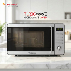 Kuchenka mikrofalowa TurboTronic cyfrowa 8 programów 20L 700W-1150W Obrotowy szklany talerz stal nierdzewna Srebrna TT-MW20 S...