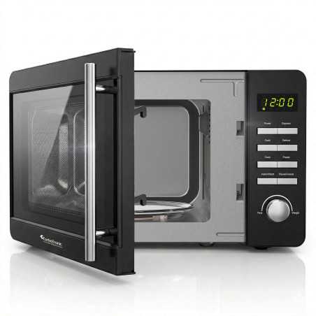 Kuchenka mikrofalowa TurboTronic cyfrowa 8 programów 20L 700W-1150W Obrotowy szklany talerz stal nierdzewna Czarny TT-MW20 BLACK
