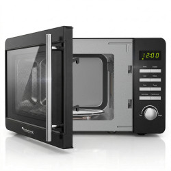 Kuchenka mikrofalowa TurboTronic cyfrowa 8 programów 20L 700W-1150W Obrotowy szklany talerz stal nierdzewna Czarny TT-MW20 BLACK