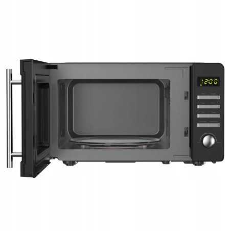 Kuchenka mikrofalowa TurboTronic cyfrowa 8 programów 20L 700W-1150W Obrotowy szklany talerz stal nierdzewna Czarny TT-MW20 BLACK
