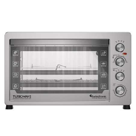 Duży piekarnik elektryczny TurboTronic termoobieg rożno grill timer 60L 2500w Srebrny TT-EVS60 SILVER