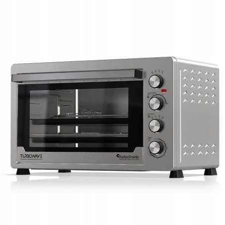 Duży piekarnik elektryczny TurboTronic termoobieg rożno grill timer 60L 2500w Srebrny TT-EVS60 SILVER