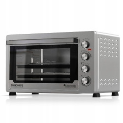 Duży piekarnik elektryczny TurboTronic termoobieg rożno grill timer 60L 2500w Srebrny TT-EVS60 SILVER
