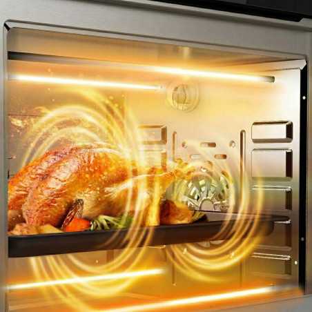 Duży piekarnik elektryczny TurboTronic termoobieg rożno grill timer 60L 2500w Srebrny TT-EVS60 SILVER