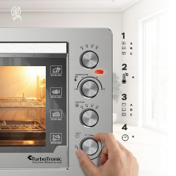 Duży piekarnik elektryczny TurboTronic termoobieg rożno grill timer 60L 2500w Srebrny TT-EVS60 SILVER