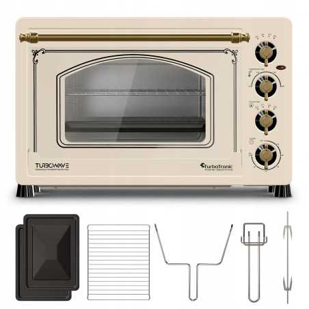 Piekarnik elektryczny Retro styl TurboTronic 45L termoobieg rożen grill podwójna szyba 2000W Beżowy TT-R45 BEIGE