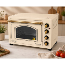 Piekarnik elektryczny Retro styl TurboTronic 45L termoobieg rożen grill podwójna szyba 2000W Beżowy TT-R45 BEIGE