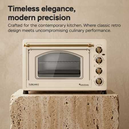Piekarnik elektryczny Retro styl TurboTronic 45L termoobieg rożen grill podwójna szyba 2000W Beżowy TT-R45 BEIGE
