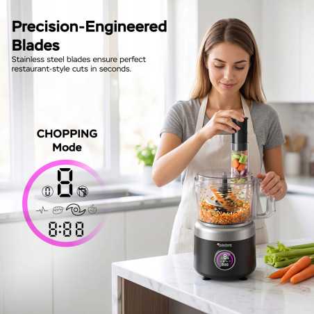 Malakser robot kuchenny TurboTronic tarka do ziemniaków placków szatkownica nóź wymienne ostrza moc 1900W misa 1,2L Czarny TT...