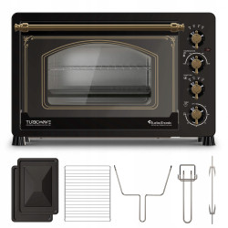 Piekarnik elektryczny Retro styl TurboTronic 45L termoobieg rożen grill podwójna szyba 2000W Czarny TT-R45 BLACK