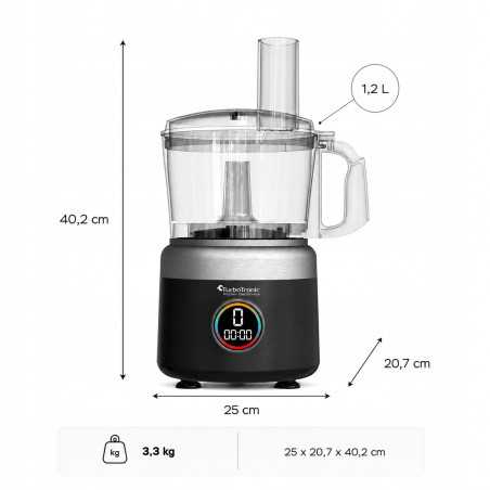 Malakser robot kuchenny TurboTronic tarka do ziemniaków placków szatkownica nóź wymienne ostrza moc 1900W misa 1,2L Czarny TT...