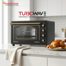 Piekarnik elektryczny Retro styl TurboTronic 45L termoobieg rożen grill podwójna szyba 2000W Czarny TT-R45 BLACK