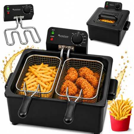 Frytownica olejowa frytkownica TurboTronic 2 kosze regulacja temperatury do 190° 5L 2200W Czarna TT-DF3 BLACK