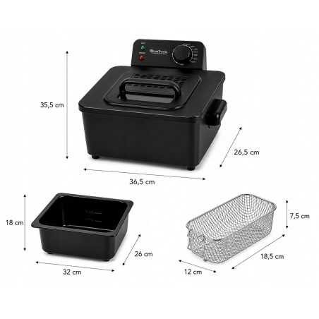 Frytownica olejowa frytkownica TurboTronic 2 kosze regulacja temperatury do 190° 5L 2200W Czarna TT-DF3 BLACK