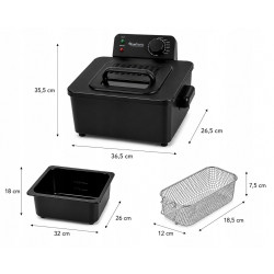 Frytownica olejowa frytkownica TurboTronic 2 kosze regulacja temperatury do 190° 5L 2200W Czarna TT-DF3 BLACK