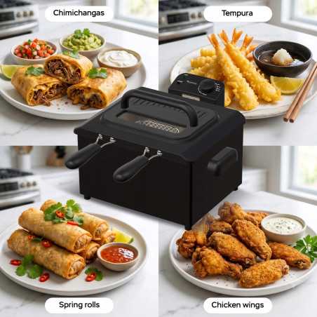 Frytownica olejowa frytkownica TurboTronic 2 kosze regulacja temperatury do 190° 5L 2200W Czarna TT-DF3 BLACK