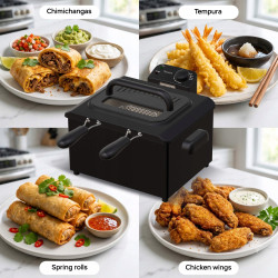 Frytownica olejowa frytkownica TurboTronic 2 kosze regulacja temperatury do 190° 5L 2200W Czarna TT-DF3 BLACK