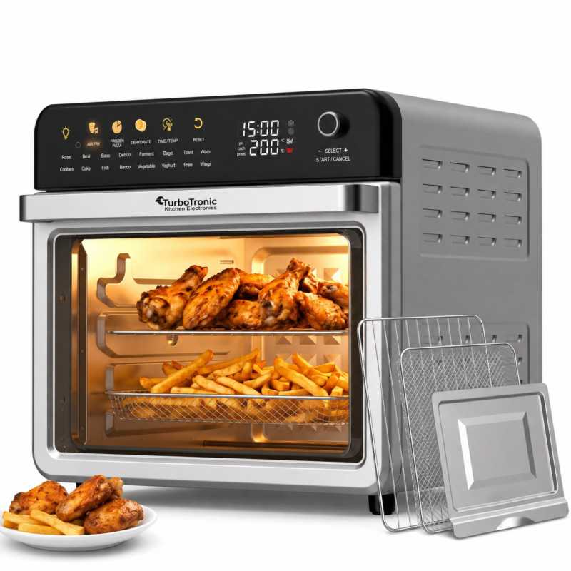 Piekarnik elektryczny TurboTronic z funkcją powietrznej Air Fryer Grill 40-230°c 34L 2100w Czarny