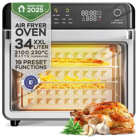 Piekarnik elektryczny TurboTronic z funkcją powietrznej Air Fryer Grill 40-230°c 34L 2100w Czarny