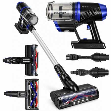 Ręczny odkurzacz pionowy TurboTronic Bezprzewodowy Akumulatorowy Cyklonowy LED HEPA bezworkowy 2 prędkości 21KPA 120W Czarny ...