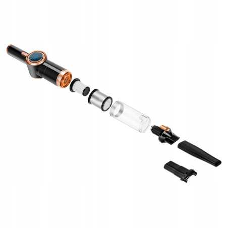 Odkurzacz ręczny samochodowy bezprzewodowy TurboTronic TT-CT20 90W 15kPa wyświetlacz LED HEPA złoty