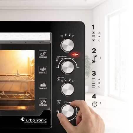 Outlet Duży piekarnik elektryczny TurboTronic termoobieg rożno grill timer 60L 2500w czarny