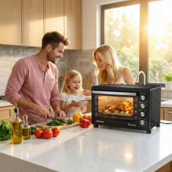 Outlet Duży piekarnik elektryczny TurboTronic termoobieg rożno grill timer 60L 2500w czarny