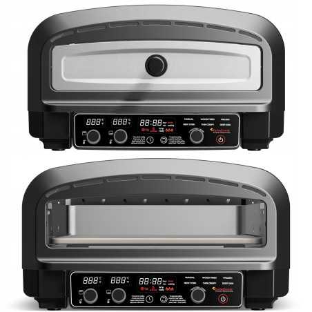 Outlet Piec do pizzy piekarnik TurboTronic 100-450°c elektroniczne sterowanie kamień do pieczenia pizza 37cm 20L 2200w Czarny