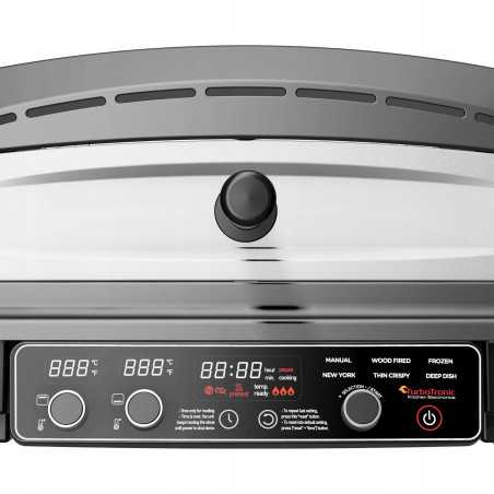 Outlet Piec do pizzy piekarnik TurboTronic 100-450°c elektroniczne sterowanie kamień do pieczenia pizza 37cm 20L 2200w Czarny