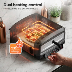 Outlet Piec do pizzy piekarnik TurboTronic 100-450°c elektroniczne sterowanie kamień do pieczenia pizza 37cm 20L 2200w Czarny