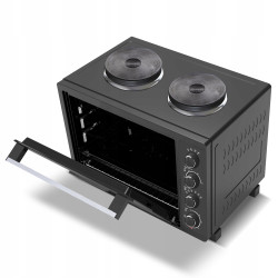 Outlet Piekarnik elektryczny TurboTronic 35L 1600w  + kuchenka elektryczna 2 palniki do gotowania Czarny