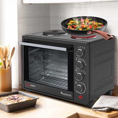 Outlet Piekarnik elektryczny TurboTronic 35L 1600w  + kuchenka elektryczna 2 palniki do gotowania Czarny