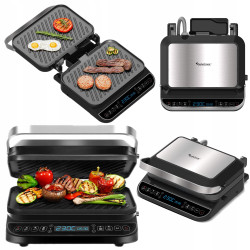 Outlet Grill elektryczny opiekacz rozkładany balkon TurboTronic LCD 2000W Czarny