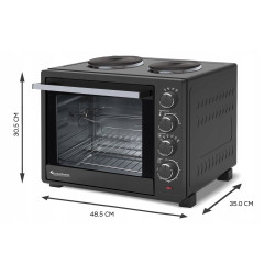 Outlet Piekarnik elektryczny TurboTronic 35L 1600w  + kuchenka elektryczna 2 palniki do gotowania Czarny