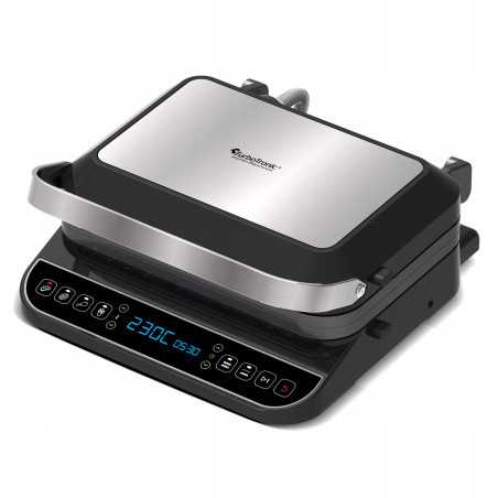 Outlet Grill elektryczny opiekacz rozkładany balkon TurboTronic LCD 2000W Czarny