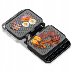 Outlet Grill elektryczny opiekacz rozkładany balkon TurboTronic LCD 2000W Czarny