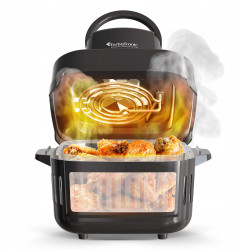 Outlet Frytownica beztłuszczowa 6L TurboTronic Air Fryer szklany kosz do smażenia 1600w Czarny