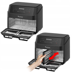 Outlet Piekarnik elektryczny dzielony dwustrefowy frytownica beztłuszczowa 12L lub dwie komory po 5,5L 2400W Czarny
