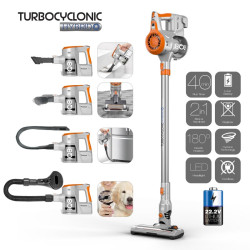 Outlet Odkurzacz pionowy bezprzewodowy TurboTronic IQ8 120W 22.2V HEPA szczotka dla psa ssawki Pomarańczowy