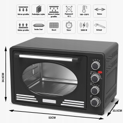 Outlet Retro piekarnik elektryczny TurboTronic termoobieg rożno 45L 2000W Czarny