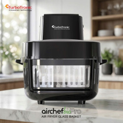 Outlet Frytownica beztłuszczowa 6L TurboTronic Air Fryer szklany kosz do smażenia 1600w Czarny